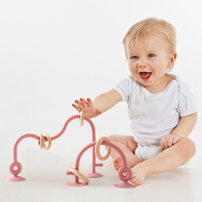 Neue Kinder Holzring weiches Silikon Beißring Spielzeug Säugling Zahnen Kau spielzeug Baby zubehör Neugeborene Fotografie Babys pielzeug
