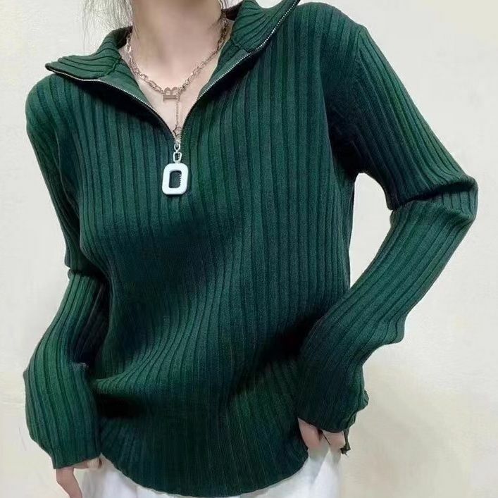2024 autunno/inverno maglia di lana Pullover mezzo collo alto da donna Slim Fit lavorato a maglia tinta unita maglione addensato moda B612