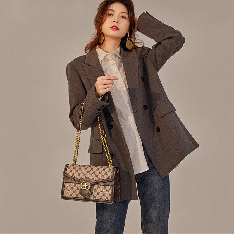 Seta di cocco 2024 nuova borsa a tracolla elegante stampata con una spalla borsa a catena di moda borsa da donna squisita borsa di lusso