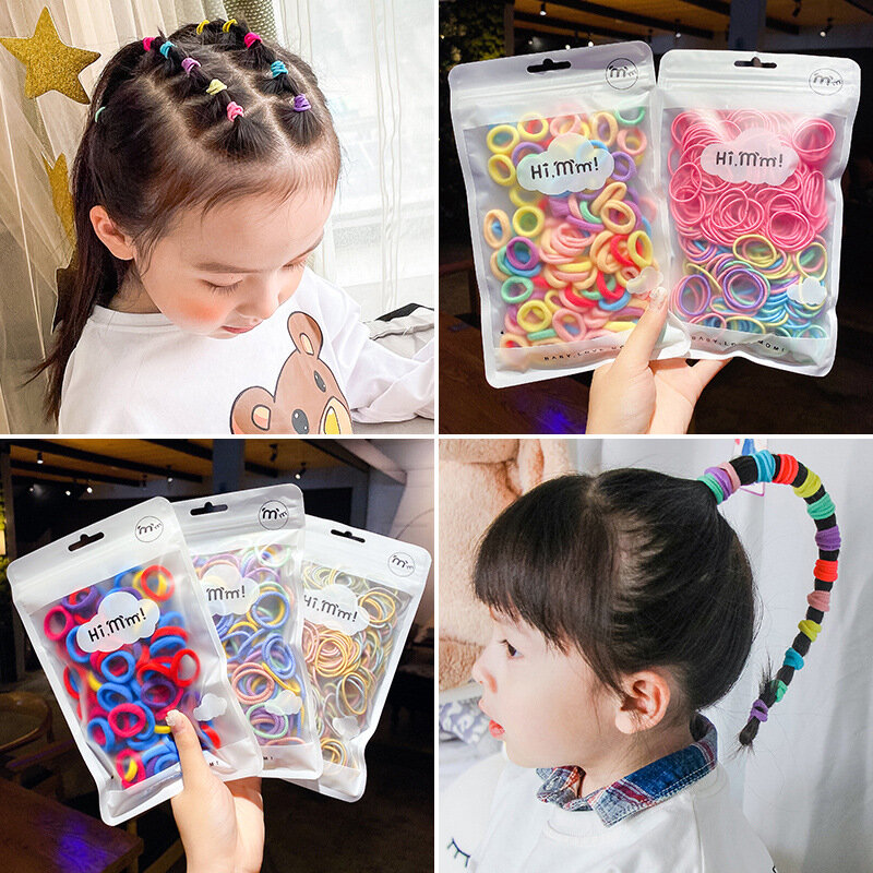 Cincin handuk warna untuk anak perempuan, cincin rambut handuk elastis karet gelang tanpa kelim, tali kepala Fixer ekor kuda, aksesori rambut anak Korea