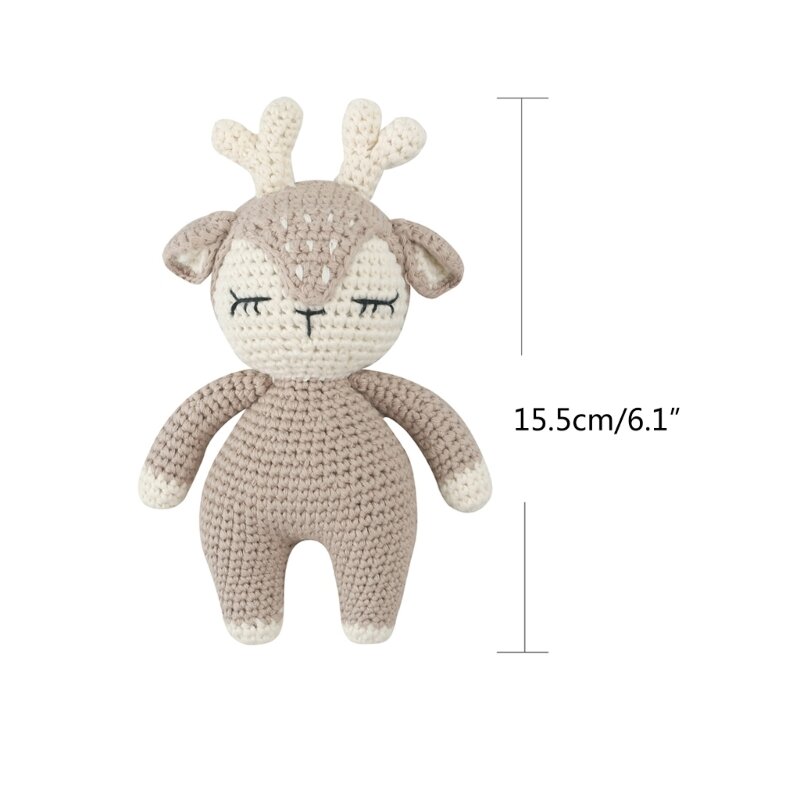 Boneca crochê para bebê animação artesanal malha cervo sonolento fofo bicho pelúcia