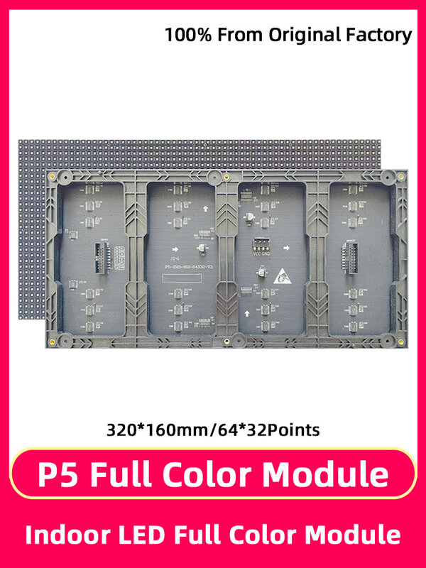 شاشة عرض LED ملونة كاملة P5 SMD ، RGB ، وحدة HUB75 ، علامة رقمية ، جدار فيديو LED داخلي ، لوحة وحدة شاشة كبيرة ، 320x160mm