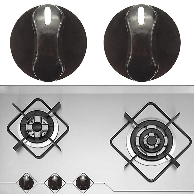 Perillas de Control de estufa de Gas de plástico negro, 2 piezas, botón de interruptor de estufa de Gas de escritorio Universal, accesorios de cocina DIY