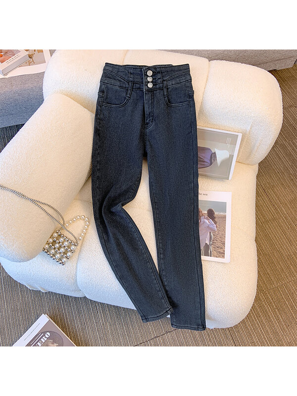 بنطلون جينز حريمي قوطي أسود ، سروال دينم ضيق كلاسيكي كبير الحجم ، سروال كاوبوي عالي الخصر كوري ، ملابس جمالية ، 2000s ، Y2K ، 90s