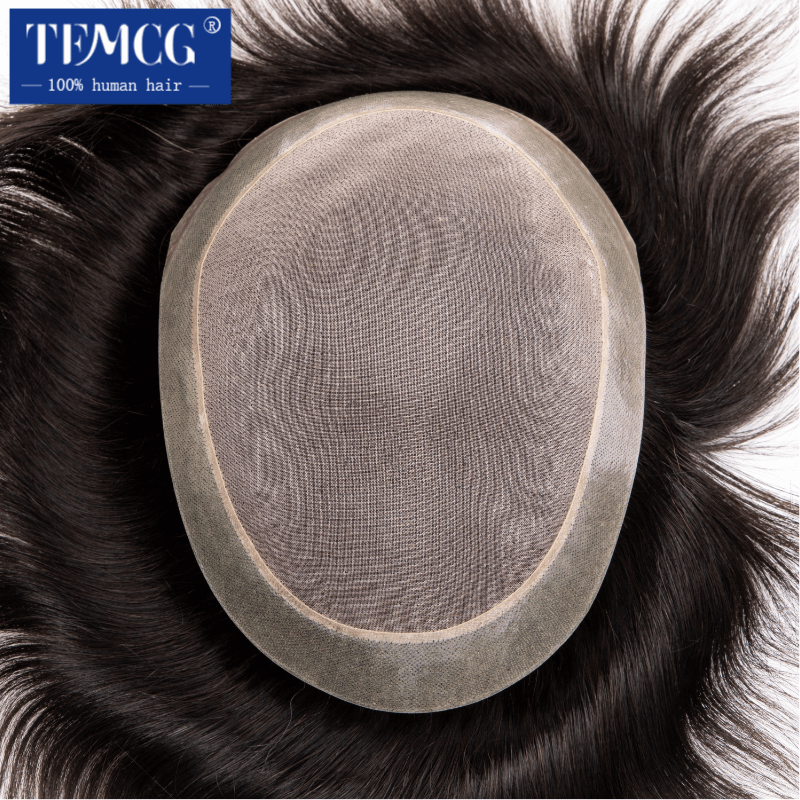 Delikatna peruka męska Mono z miękkim Pu Toupee 100% ludzkich włosów oddychająca męska proteza kapilarna męska peruka systemy Exhuast