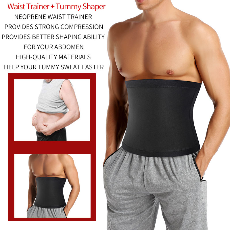 Mens Abdomen Reducer Sauna Body Shaper Fitness Sweat Trimmer Belt Waist Trainer Belly Slimming Shapewear Waist Trainer Corset