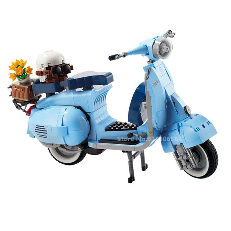 Bloques de construcción de motocicleta romana para niños, juguete de ladrillos para armar Moto Vespa 125 Moc 10298, modelo de alta tecnología, ideal para regalo