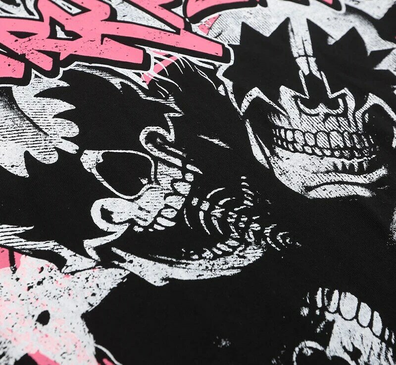 T-Shirt à manches courtes pour hommes, streetwear, Punk, gothique, Harajuku, Vintage, Grunge, crâne, squelette imprimé, Y2K