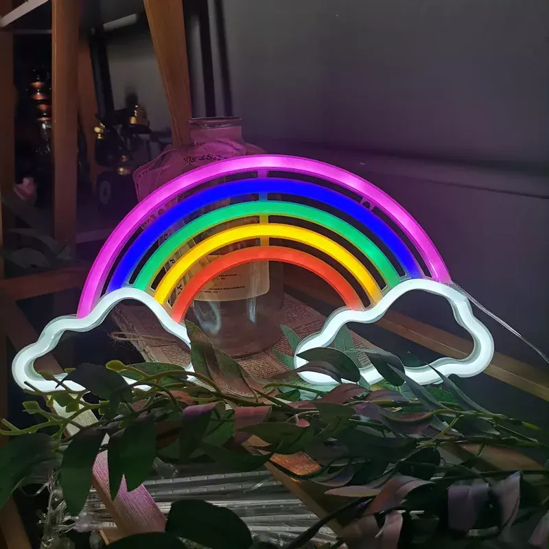 Chmura Neon oświetlenie LED do sypialni wiszące przyjęcie świąteczne dekoracje tęcza kolorowa lampka nocna żarówka neonowa zasilanie USB