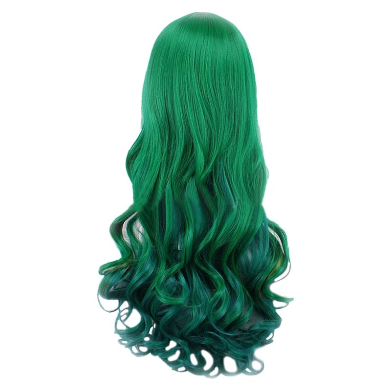 Dunkelgrüne Dame Perücke dunkelgrün lange lockige Perücke langes Haar 68cm Perücke für Frauen für Cocktailbar Cosplay