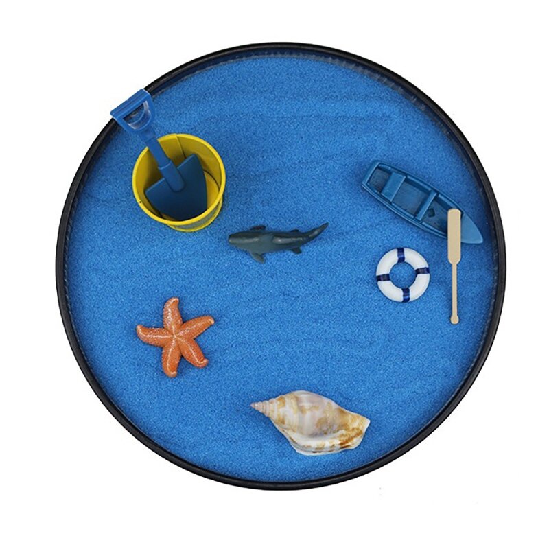 Caja de arena para decoración de escritorio, Mini jardín Zen, Océano, vida marina, playa, relajación, meditación, juego, juguete