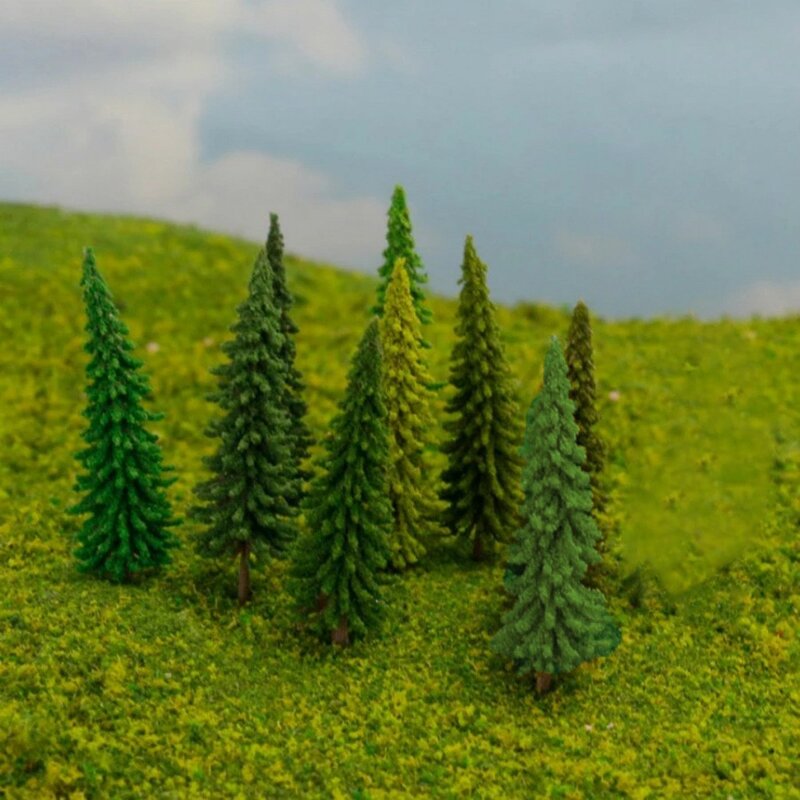 40 buah Model plastik pohon untuk kereta api rel kereta Diorama permainan perang taman pemandangan hijau dekorasi taman ornamen rumput
