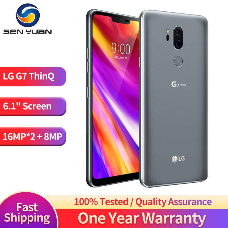 Unlocked LG G7 ThinQ G710N G710VM 4G LTE Mobile Phone 6.1" Snapdragon 845 Android Octa Core Dual 16MP Camera CellPhone