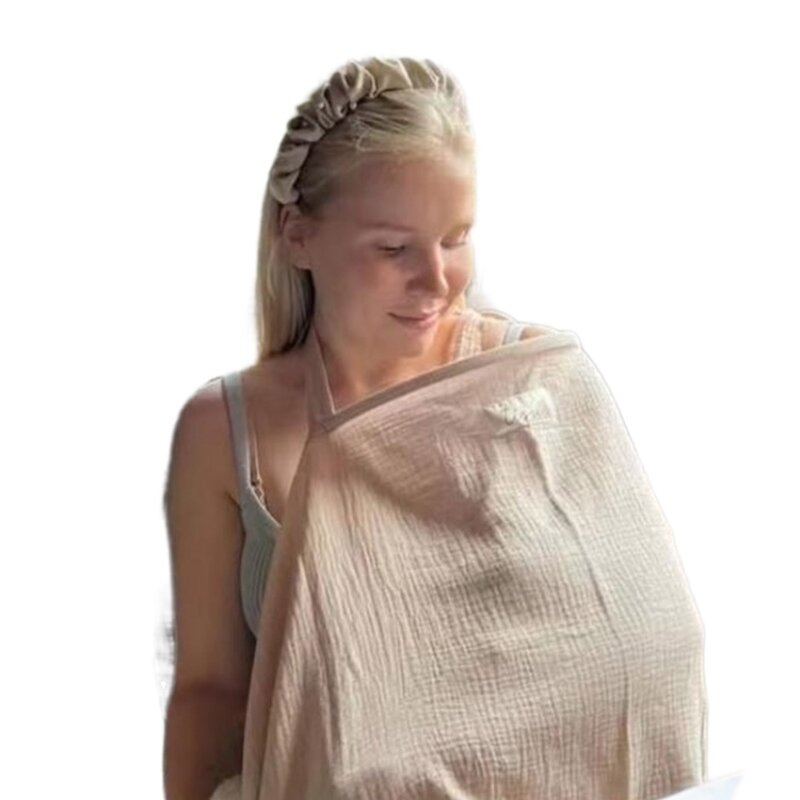 ファッショナブルで機能的な授乳カバー 通気性のある授乳スカーフ 通気性があり、どこでも授乳に適しています (ベージュ)
