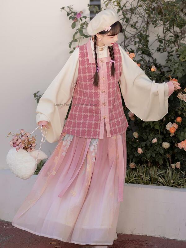 Китайская женская традиционная одежда ханьфу династии Мин, с рукавом Пипа, улучшенная Китайская традиционная одежда, Модернизированный костюм старой принцессы ханьфу