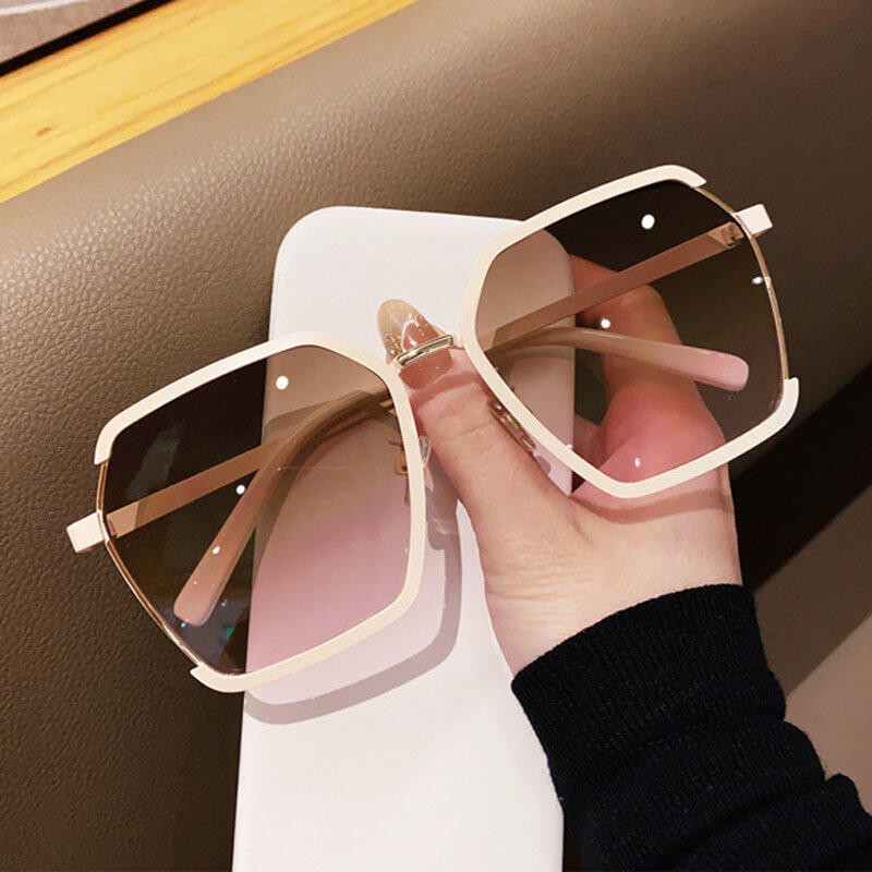 Солнцезащитные очки с квадратными линзами для мужчин и женщин, для улицы, в стиле оверсайз, с защитой от белого чая, для путешествий, оригинальный брендовый дизайн