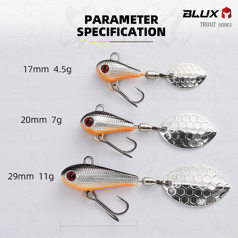 BLUX SPINTAIL Fishing Lure 4.5g 7g 11g Mag Tail Spinner Shad Metal Vib Casting Shore Jig Bait Copper Blade Spoon Freshwater Bass