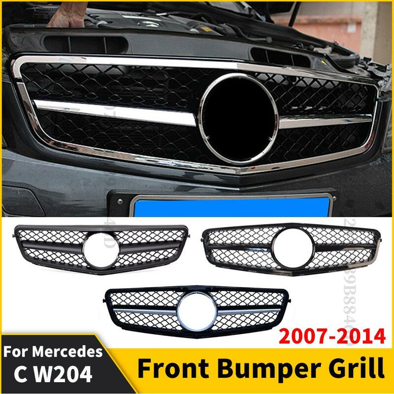 Front Bumper Grille Inlet Grid Racing Grill For Mercedes W204 Benz C 2007-2014 Replacement Tuning C43 Middle Mesh AMG Style