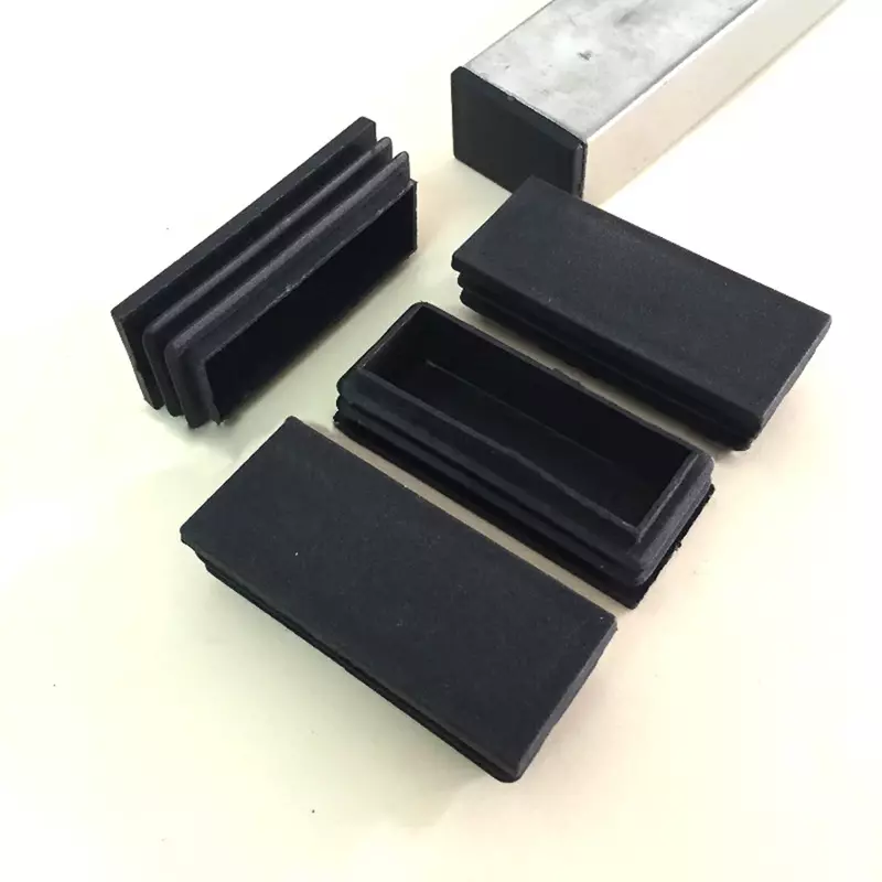 Tapones Rectangulares de plástico negro, insertos de tubo, tapón de acero para patas de 10x20mm ~ 30x100mm, 2/5/10 piezas