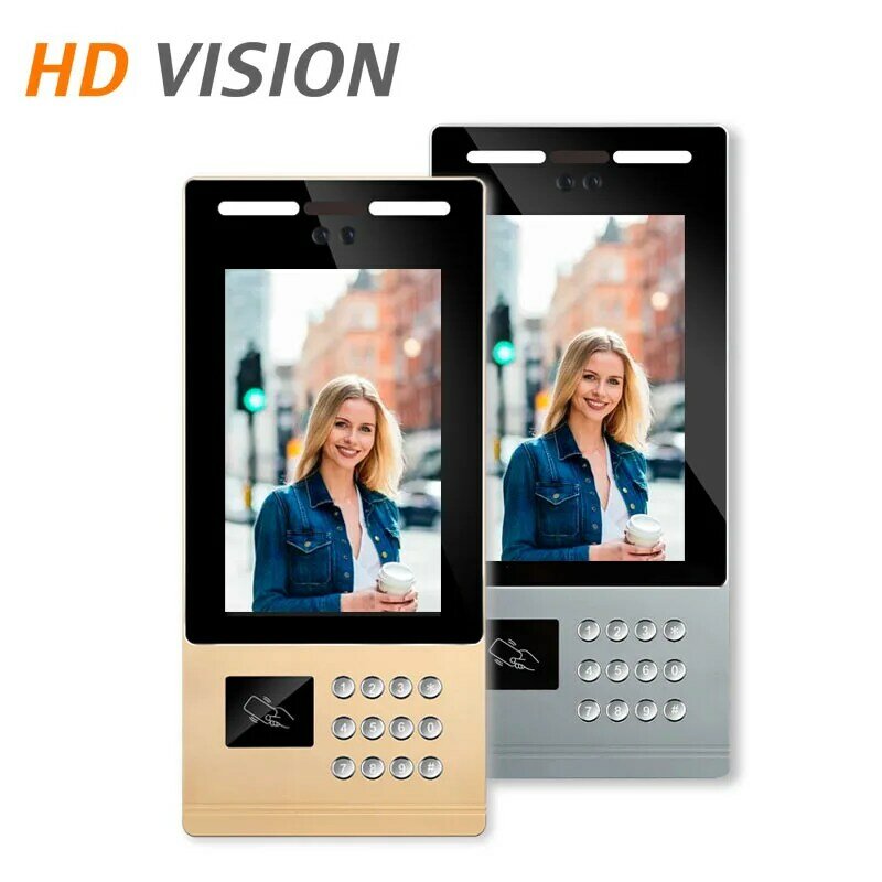 Sistema de Interfono con timbre visual de 10,1 pulgadas, admite tarjeta IC, contraseña, reconocimiento facial, desbloqueo de cámara, visión HD