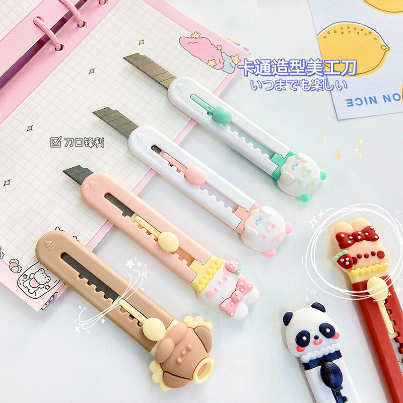 Cute Girly Cartoon Alloy Mini portátil Utility Knife, cortador de carta, abridor de envelope, correio, escola e material de escritório, 1 Pc