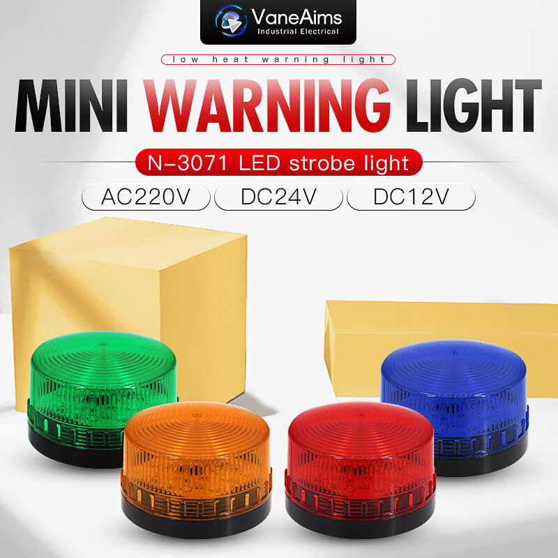 VaneAims-Luz de advertência estroboscópica de alta luz, tipo parafuso, farol intermitente, lâmpada indicadora LED para sistema de segurança, N-3071, 12V, 24V, 220V