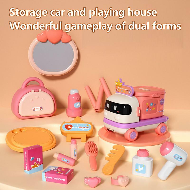 자동차 주방 장난감 자동차 모양 가상 메이크업 장난감, 창의적인 어린이 주방 놀이 세트, 의사 척 키트, 안전한 어린 소녀 메이크업 세트