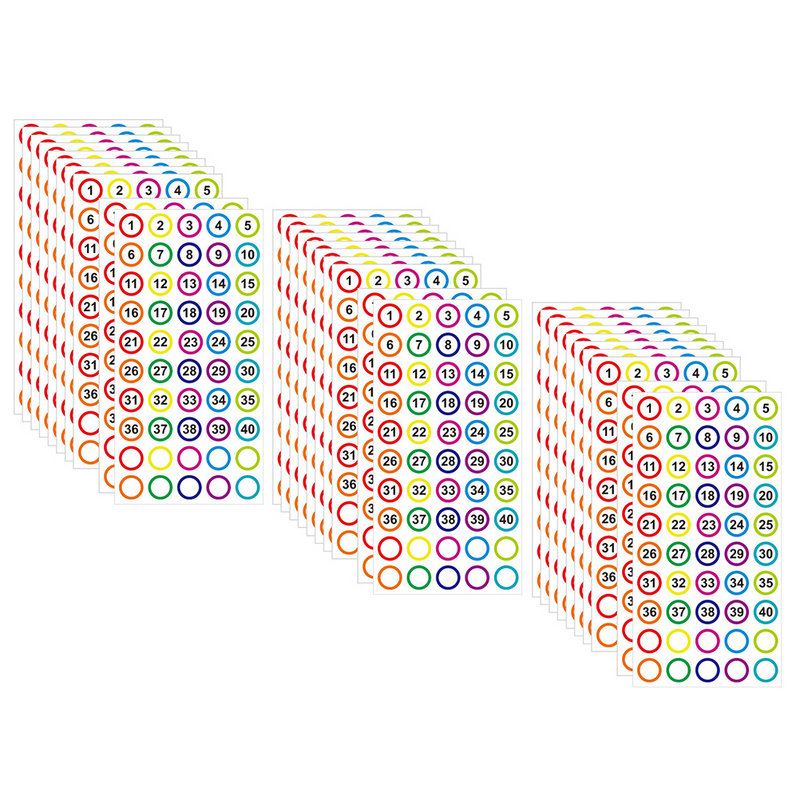 라운드 패스터 빈 데칼 번호 라벨, 1-40 구리 플레이트, 다채로운 홈 오피스, 10 매