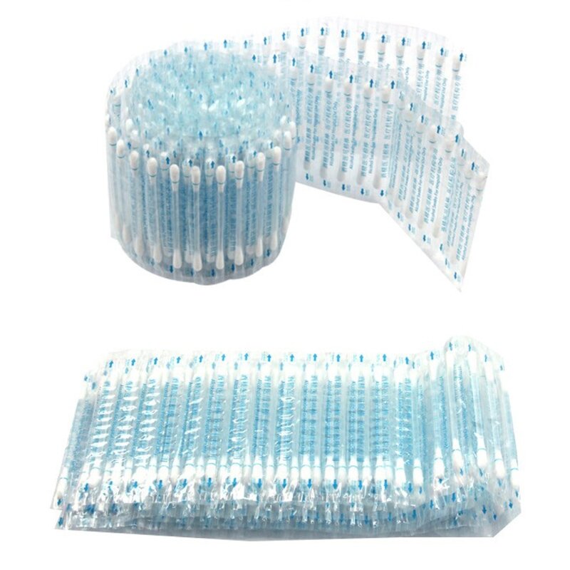 Travel Portable Disposable Wet Cotton Swabs Double for Head Cleaning Sti