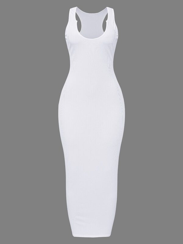 Sukienka w rozmiarze Skinny z dekoltem w kształcie litery 2024 lato w jednolitym kolorze, długa sukienka damska z krótkim rękawem, obcisłe sukienki Maxi