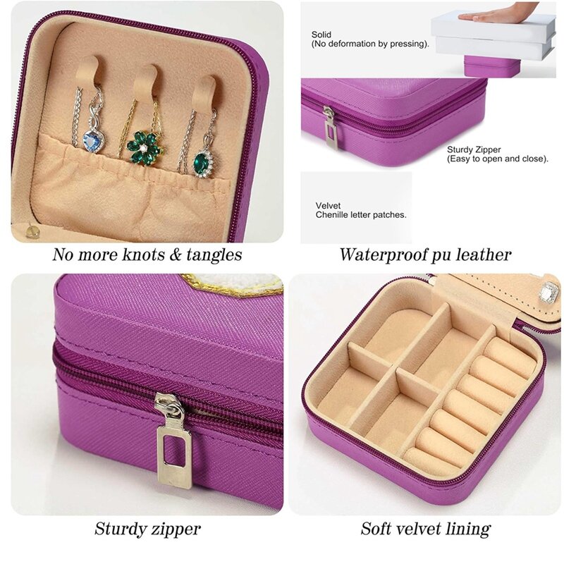 Travel Jewelry Case For Women Girls Initial Travel Jewelry Case Mini Jewelry Travel Case With Mirror Gifts For Women Mom Durable