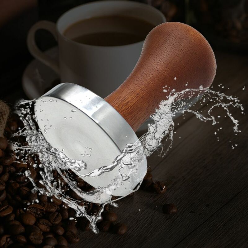 Tamper de café Espresso con mango de madera, martillo de polvo, distribuidor de café, 51mm, 53mm, 58mm