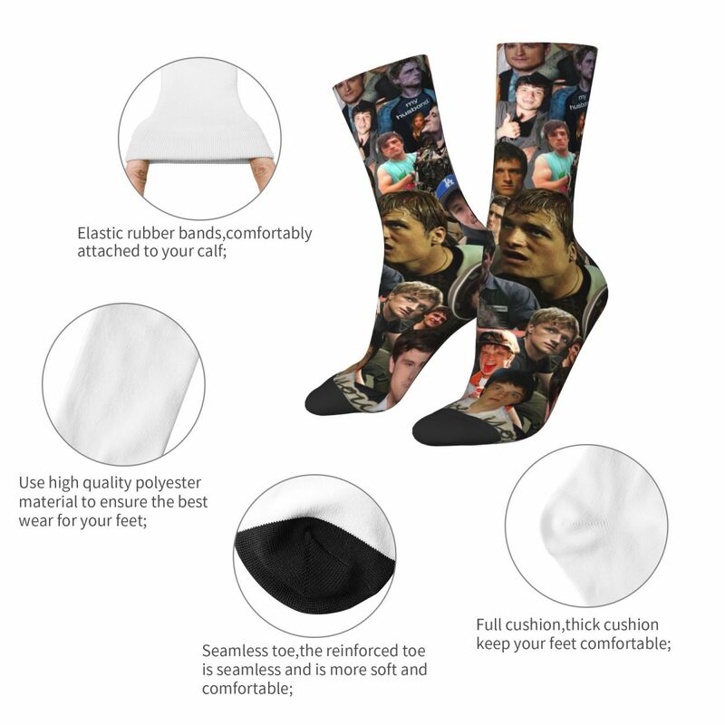 Happy Funny Men Socks Harajuku I Love Josh Hutcherson Sock Graphic calzini da donna primavera estate autunno inverno