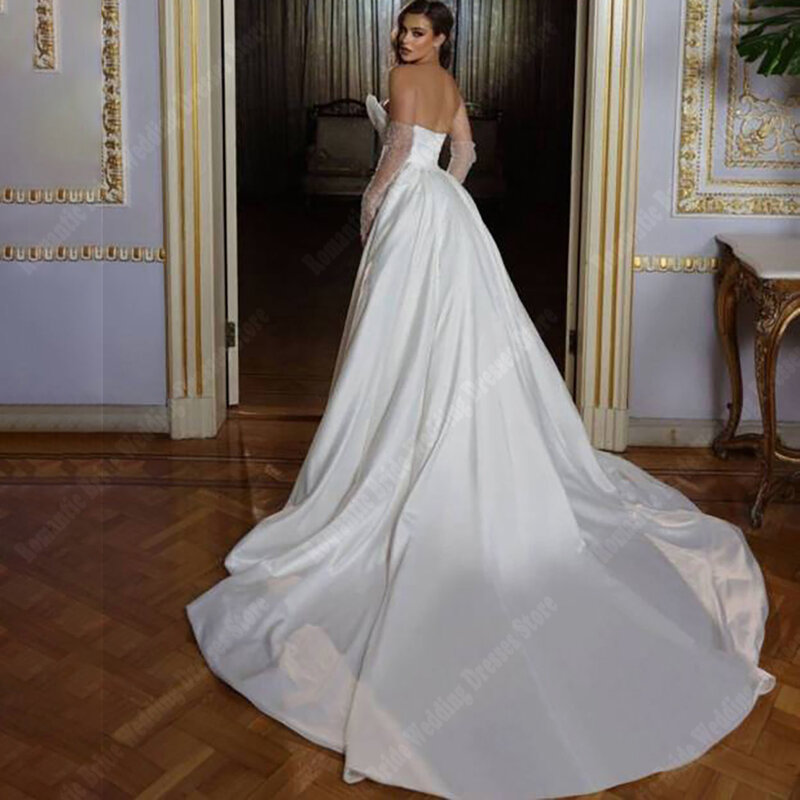 Gaun pengantin wanita seksi Bohemia gaun pengantin wanita berkilau tali manik-manik putri duyung gaun pengantin panjang pel tanpa sarung tangan Vestido De Novia 2024