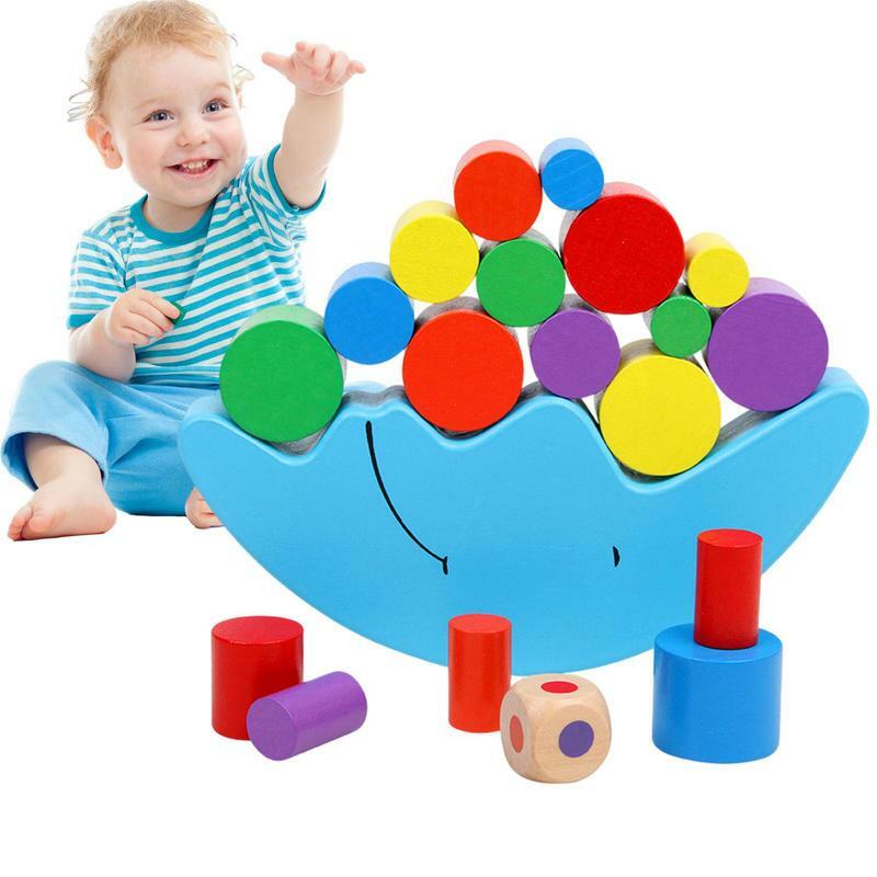 Детские игрушки Монтессори, детские деревянные блоки для баланса, игрушки, луна, строительные блоки, игрушки для укладки, Детские Обучающие Игрушки для раннего развития