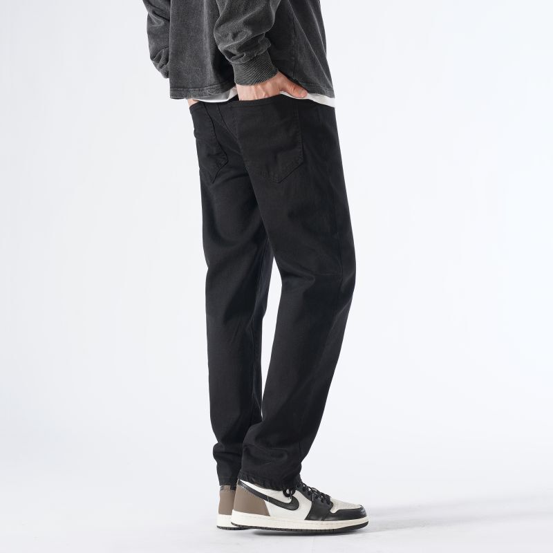 Новые молодежные красивые универсальные эластичные прямые джинсовые брюки мужские весенне-летние трендовые облегающие повседневные длинные брюки