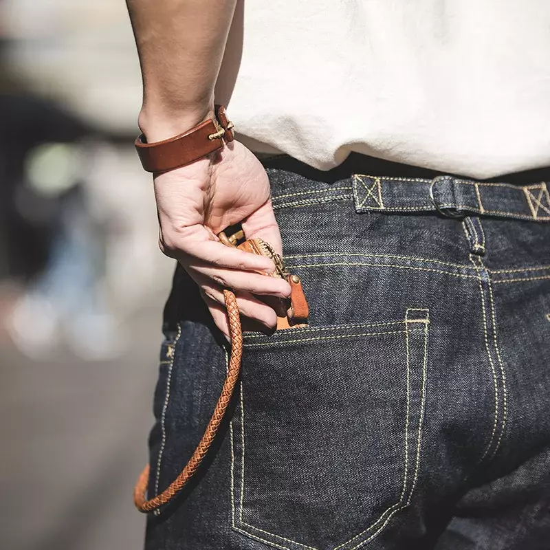 Maden Jeans Denim Pria Klasik Jeans Tenun Gelap Lurus Antik Celana Panjang Kualitas 14Oz untuk Wanita Celana Amekaji Pas Badan