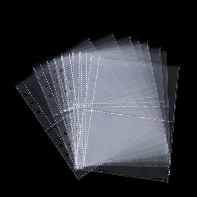 Álbum de fotos de plástico transparente estándar, fundas de repuesto de carpeta A5, 10 piezas