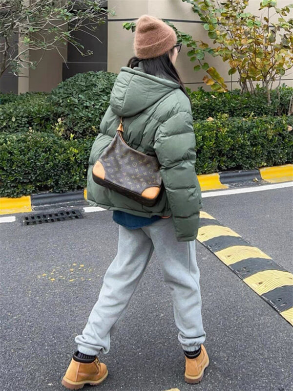 Jaket roti katun ekstra besar untuk wanita, jaket roti katun empuk gaya pendek kecil musim dingin untuk wanita