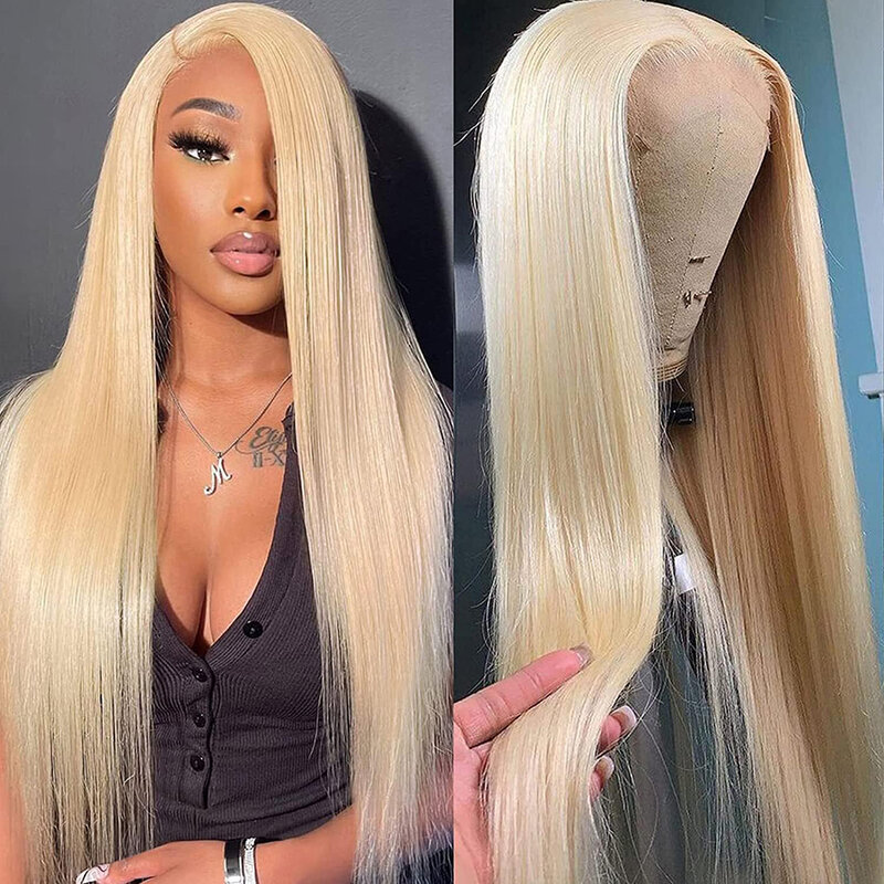 QUANDE 613 Honey Blonde 13x4 Lace Front Human Hair Wigs Color Straight 180% Density 13x4 HD Transparent Frontal Wig For Women