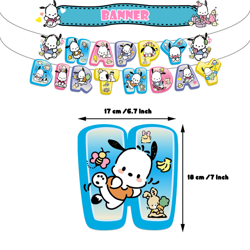 Sanrio праздничные украшения: воздушные шары Cute Pachacco день рождения детей тема тянуть флаг очаровательный баллон торт ряда украшения школьные принадлежности