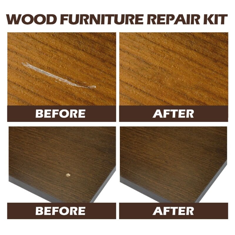 Outil retouche pour réparation meubles en bois, remplissage peinture, dissolvant rayures