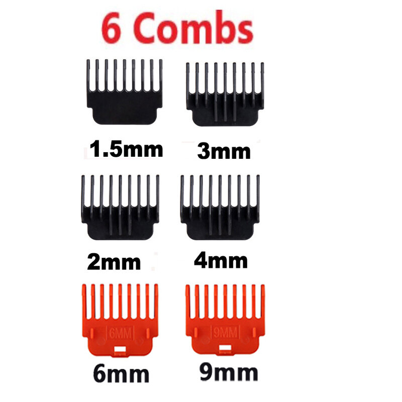 T9 Hair Clipper Guards, Guide Combs Trimmer, Guias de corte, Ferramentas de estilo, Acessório compatível, 1.5mm, 2mm, 3mm, 4mm, 6mm, 9mm, 1 conjunto