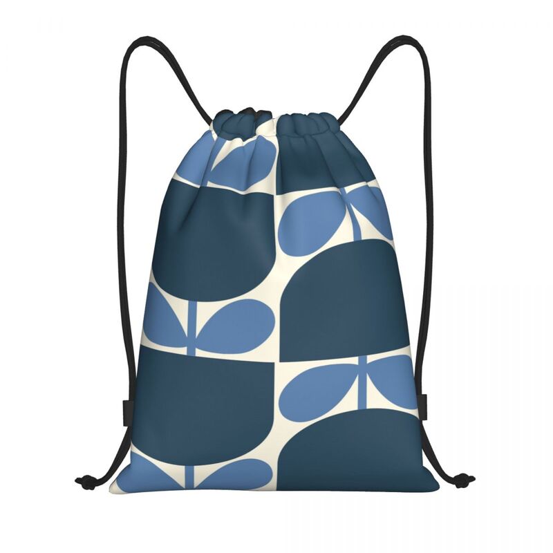 Custom Blue Block Flower Drawstring Backpack Bags Men Women Lightweight Orla Kiely Gym Sports Sackpack Sacks for Shopping