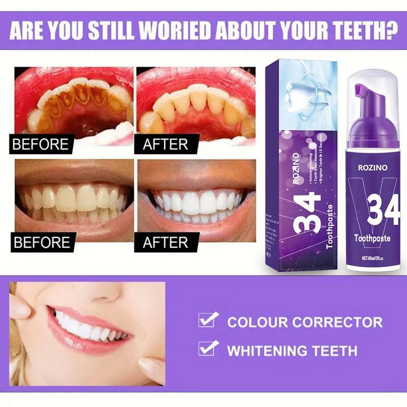 معجون أسنان أبيض من الرغوة معجون أسنان موس ، أسنان حساسة ، حماية من التجويف ، أرجواني ، طبيعي ، 60 *