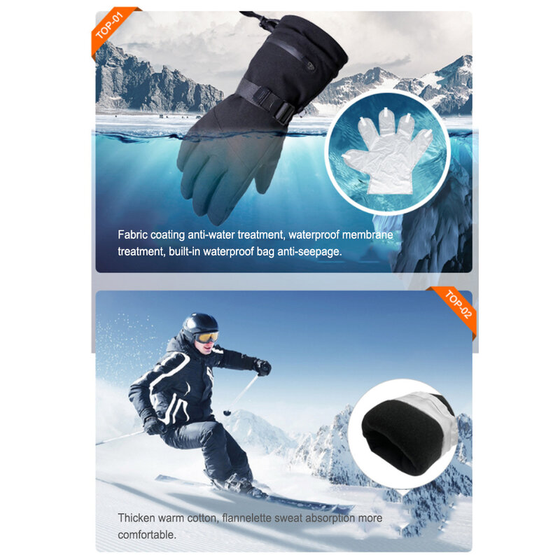 Sarung tangan Ski tahan air pria wanita, sarung tangan salju sepeda motor hangat dengan fungsi layar sentuh