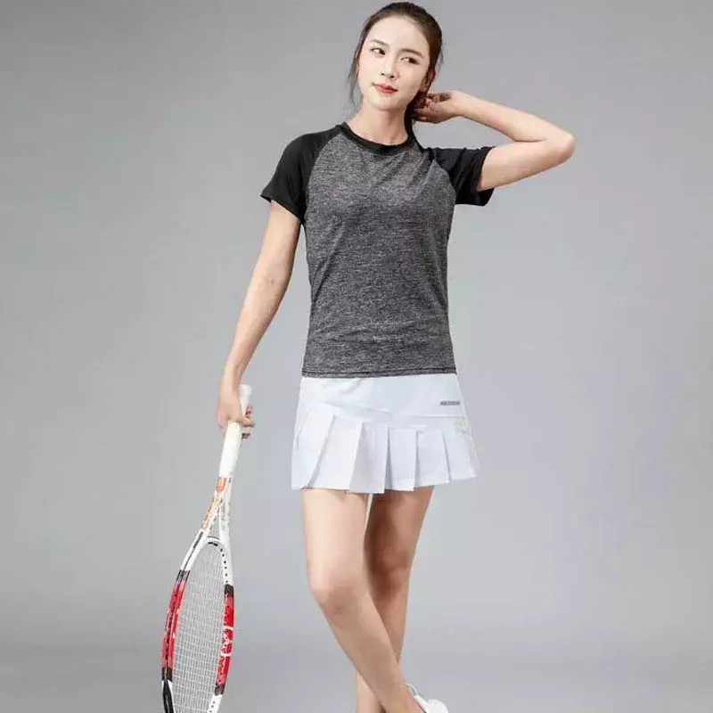 Women Tennis Skirt Badminton Sports Short Dress Quick-Drying Anti exposure Fitness Running Yoga Fake Two-Piece Pleated Skirt