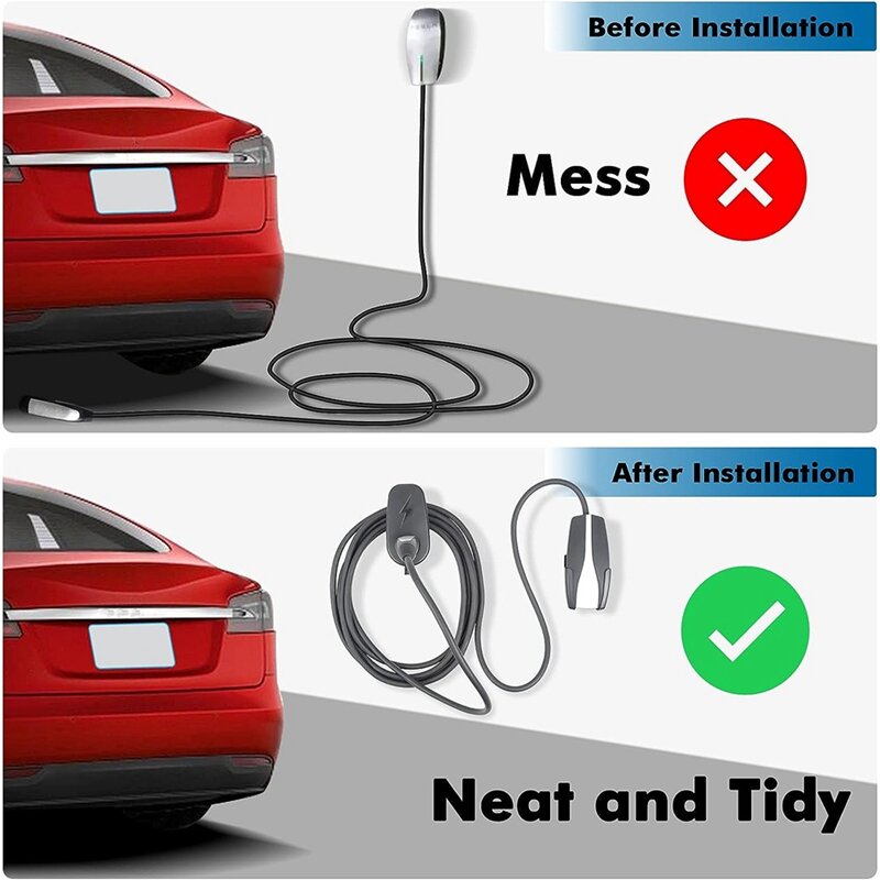 EV Charging Cable Organiser For Tesla Model 3 Y/X/S Type 2 Wall Mount Cable Holder For Charger Wallbox Charging Station Parts