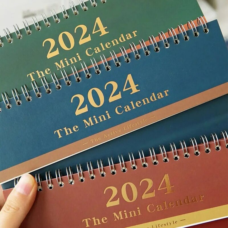 Calendario de escritorio con recordatorio de horario, organizador de Agenda anual con tapa de pie, indicador de fecha para hacer lista, 2024