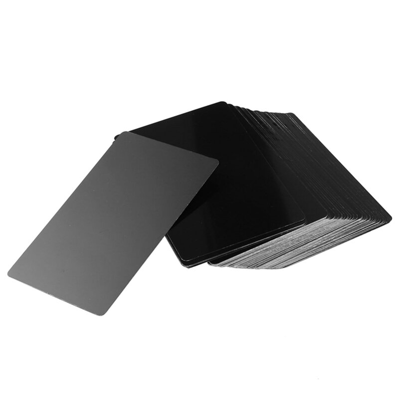 Tarjeta de visita de Metal grabada, tarjeta de aleación de aluminio negra de 200 piezas, en blanco, grosor de 0,2 Mm